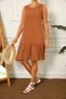 Women's Brown Sleeveless Skirt Ruffled DRESS ARM-18Y001156 - 5