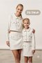 Women-Mom Girls Stone Detailed Jacket and Skirt 2-Piece Set