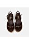 Women's Bitter Brown Suede Sandals with Chain Accessories and Wedge Heels - 6
