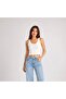 Women's White U-Neck Crop Tank Top Stretchy Comfortable Fabric Lightweight Flowy Wide Strap Tank Top - 5
