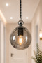 Lorenza 3Rd Pendant Lamp ✨ Braided Cable ✨   Black ✨   Chrome Detailled ✨   Smoked Glop Glass Modern Living Room Chandelier ✨   Kitchen Glass Chandelier ✨   Modern Chandelier Models Lighting Ceiling Lighting Living Room Pendant Lamp - 4