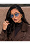 Women's Sunglasses Angular Gray Transparent Frame Blue Glass - 2