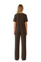 Premium - Neat Collection |   Brown Rib Textured V-Neck Modal Viscose Wide Leg Women's Pajama Set - 4