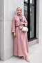 Single Button Embroidered Skirt Linen Look Suit - Dried Rose - 3