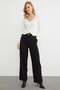 Elastic Waist Buttoned Palazzo Pants - 3