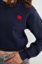3 Thread Heart Embroidered Crop Sweatshirt - 6
