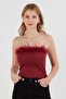 Basic Furry Strapless Crop Blouse