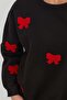 3 Thread Bow Embroidered Oversize Sweatshirt - 3