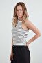 Halter Neckline Body with Striped Ring Detail - 3