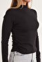Basic Draped Side Stand Collar Modal Blouse - 5
