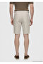 Beige Plain Woven Carrot Fit Casual 100% Linen Bermuda - 4