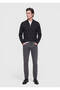 Anthracite Straight Slim Fit Denim Cotton Blended Trousers - 3