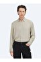 Beige Regular Fit Long Woven Casual 100% Cotton Shirt