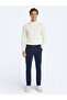 Midnight Blue Straight Woven Slim Fit Casual Cotton Blended Pants - 3