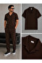 Men's Corded Fabric Ottoman Fabric Polo Collar T-Shirt Pants Bottom Top Set