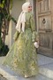 Spanish Sleeve Floral Patterned Khaki Dress - 4