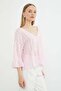 Textured V-Neck Casual Blouse - 4