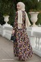 Felara Floral Pattern Belted Dress - Black - 3