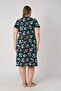 Women's Plus Size 100% Cotton Combed Fabric Zippered Summer Dress / Navy-Brown 4099 - 7