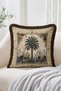 Palm Tree and Flower Garden Pattern Throw Pillow Cover with Fringe and Tassels, Vintage Decorative Pillowcase - 2