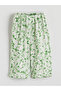 Nevavm Floral Girl's Pants with Elastic Waist and Difference in Color