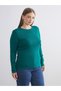 Two Mt Shop Quality Lcw Everyday Green Ribbed Plain Narrow & Slim Long Sleeve Women's T-Shirt - 2