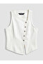 Nevavm Asymmetrical Collar Women's Jean Vest with Difference - 6