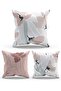 Double Sided Printed Mirror Flower Patterned 3-Piece Combination Suede Throw Pillow Case - 3