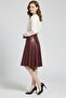 Burgundy Women's Loose Fit Genuine Leather Skirt - 6