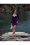 Crepe Flexible Fabric Asymmetrical Cut Bust Evening Dress 582357 Purple - 3
