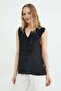 Semi-Transparent Blouse with Ruffles on the Front - 5