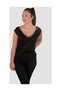 Rope Detailed V-Neck Mercerized Black T-shirt