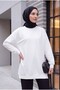 Crew Neck Slit Crested Sweat -White