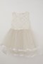 Girl's Dress with Floral Appliques and Sequin Bow Detail, Ages 5-10, Ecru - 7