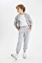 Boy's Gray Jogger School Sweatpants with Elastic Waist and Pockets 25K801T01449 - 3
