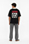 Men's Collar Detailed Oversize T-Shirt Black - 5