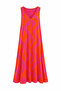 V-Neck Orange Geometric Patterned Dress