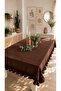 Pearl Ruffled Dark Brown Tablecloth - 3