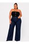 Wide Leg Jeans Premium Women's Extra Large Size Super High Waist Es Stretchy Ot Pants-Dark Denim Blue - 5