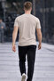Men's Crew Neck Slim Basic Beige T-Shirt - 6