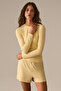 Dari Women's Soft and Flexible Fabric Round Neck Fitted Long Sleeve Yellow T-Shirt - 4