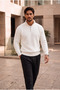Nolan Anti Peeling Yarn Thessaloniki Half Zipper Men's Knitwear Sweater - Ecru - 4