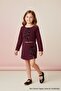 Burgundy Bow Detailed Girls' Skirt Jacket Set - Silvana