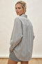Women's Navy Blue White Oversize Striped Shirt 3900 - 4