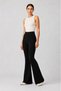 Black Ribbed Flare Leg High Waist Knitted Tights - 4