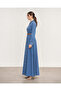 Denim Hijab Dress with Belt Detail - 2