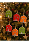 Wooden House Shaped Christmas Tree Ornament - Set of 6 - 2
