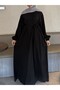 Cotton Crepe Elegant Balloon Sleeve Robe with Hidden Zipper (Requires Ironing - Cotton Fabric) - 3