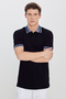 Men's Black Slim Fit Narrow Cut 100% Cotton Non-Roll Polo Neck T-Shirt - 7