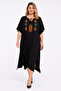 Women's Large Size Black Embroidery Detailed Comfortable Cut Dress 65n22609